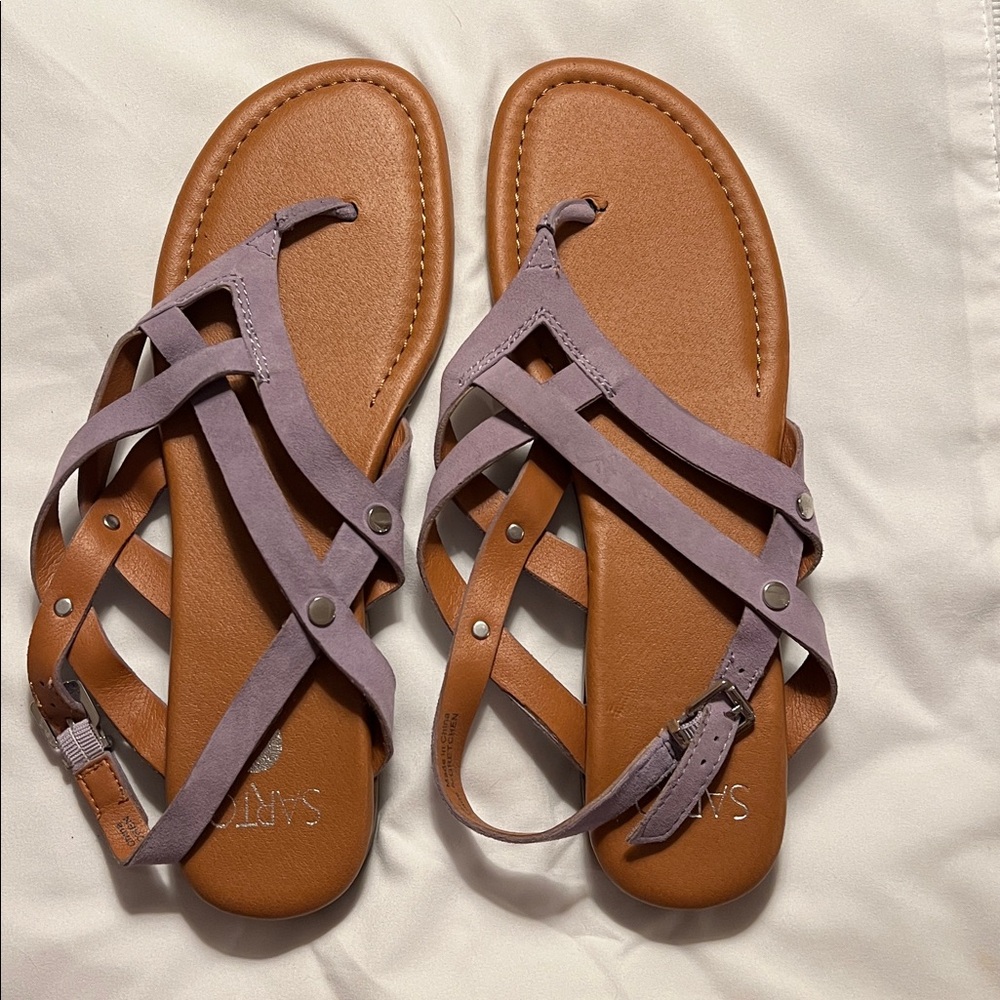 SARTO By Franco Sarto Purple and Tan Sandals